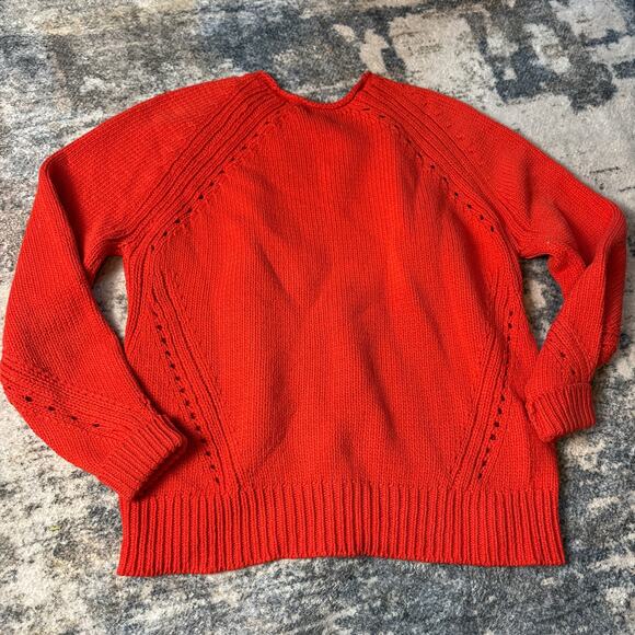 J. Crew Pointelle Stitch Long Sleeve Knit Pullover Sweater Red Women's Size XXS - Picture 5 of 8